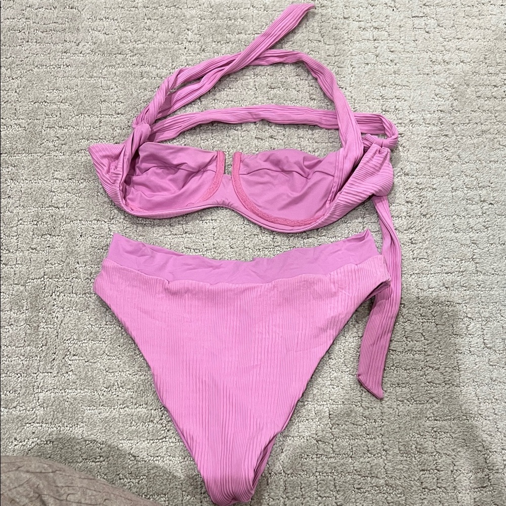 Lspace Pink Ribbed Bikini Set - Picture 2 of 2